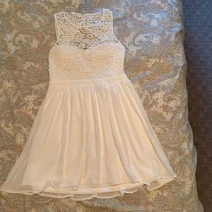 Lulu’s Romantic Tale White Lace Skater Dress